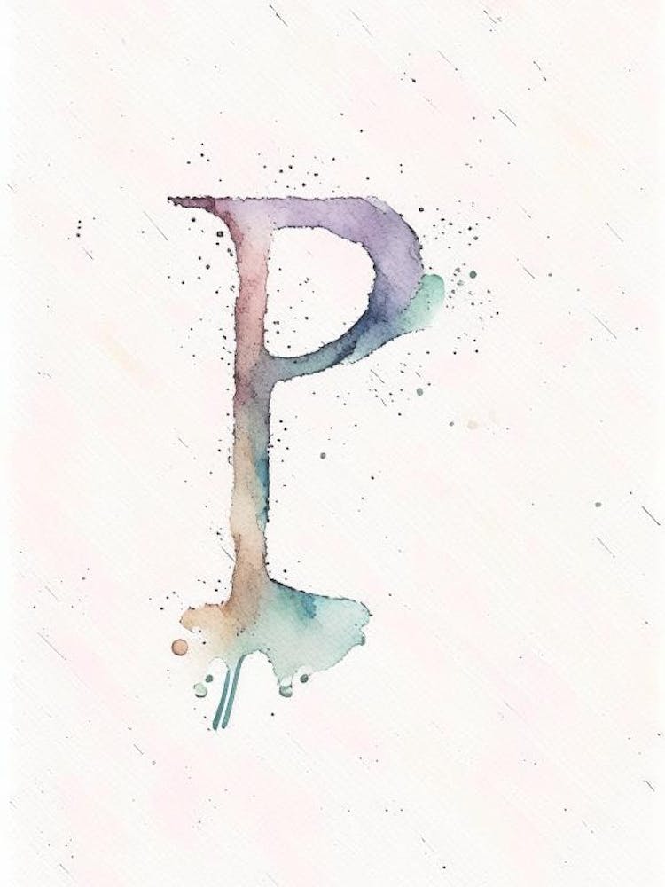 P, Letter, Alphabet Minimalist Watercolour 2