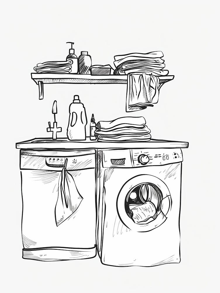 Washer and Dryer Duo line drawing