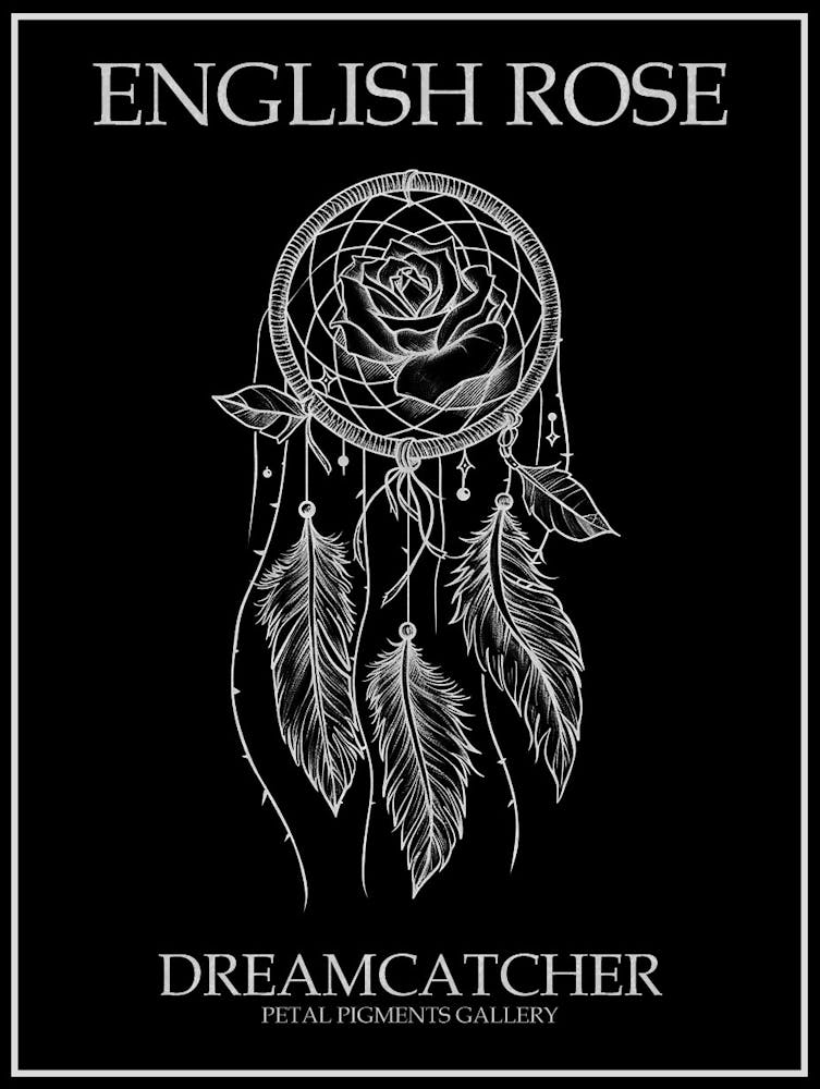 English Rose Dreamcatcher Line Drawing 5 Poster Inverted