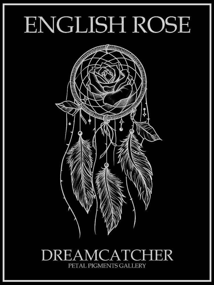 English Rose Dreamcatcher Line Drawing 5 Poster Inverted