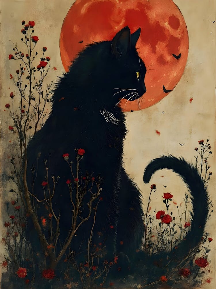 Schwarze Katze im Mondlicht 2