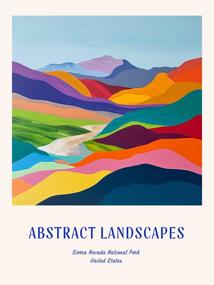 Colourful Abstract Sierra Nevada National Park Usa 1 Poster Blue