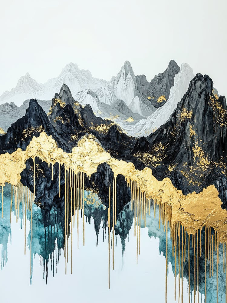 Lhotse's Golden Peaks - Geometric Impressionism