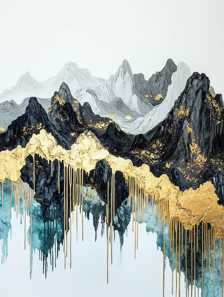 Lhotse's Golden Peaks - Geometric Impressionism