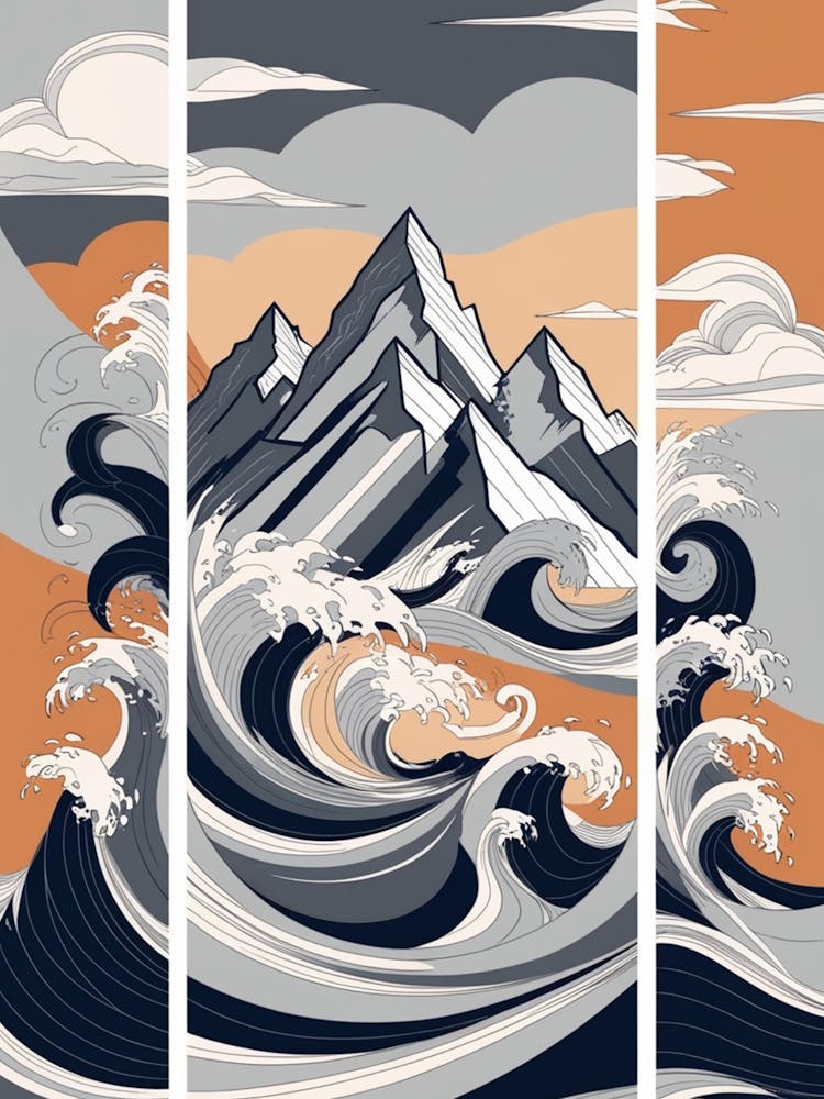 Ocean Waves And Mountains