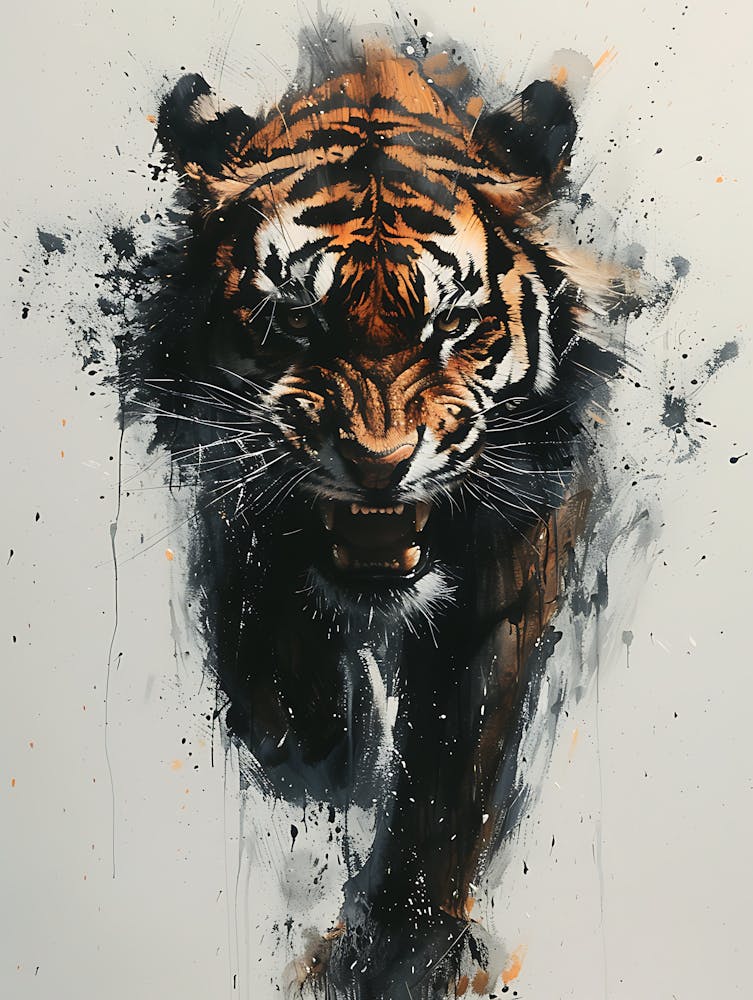 Badass Angry Tiger Ink Painting 3