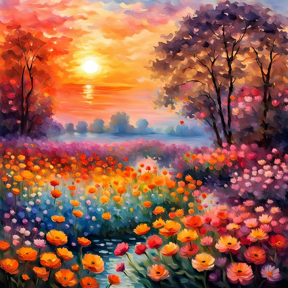 Garden Of Colorful Flowers