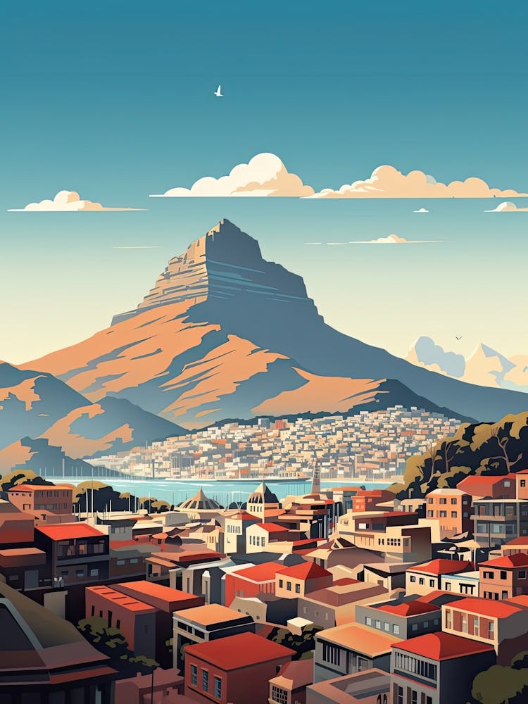 Cape Town, South Africa, Flache Illustration 4