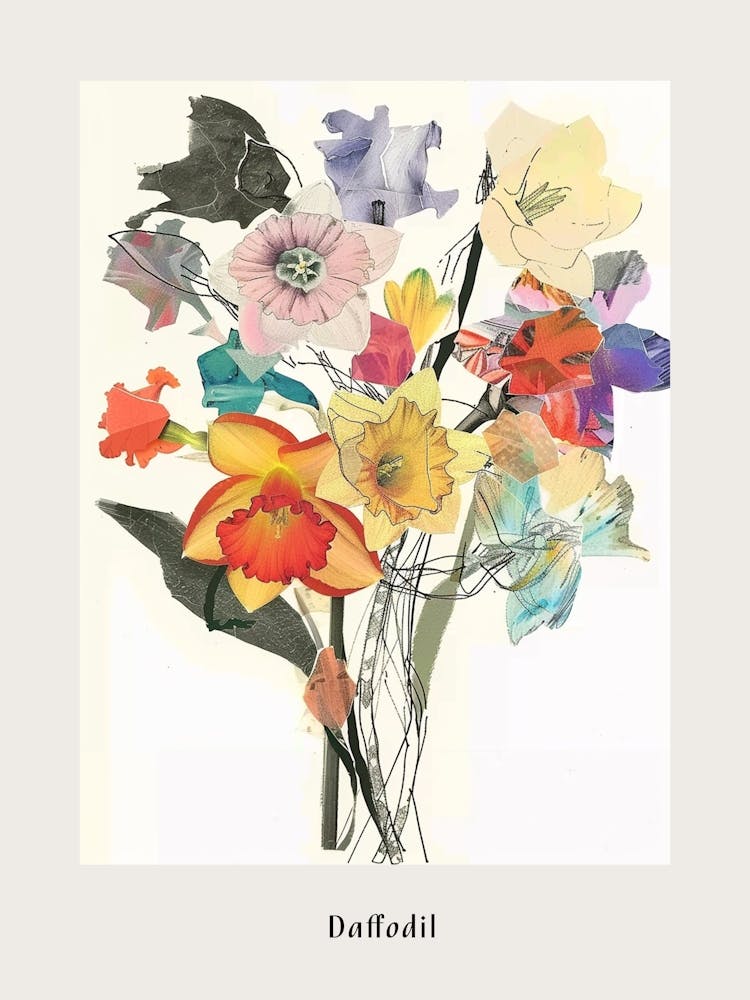 Daffodil 3 Collage Flower Bouquet Poster