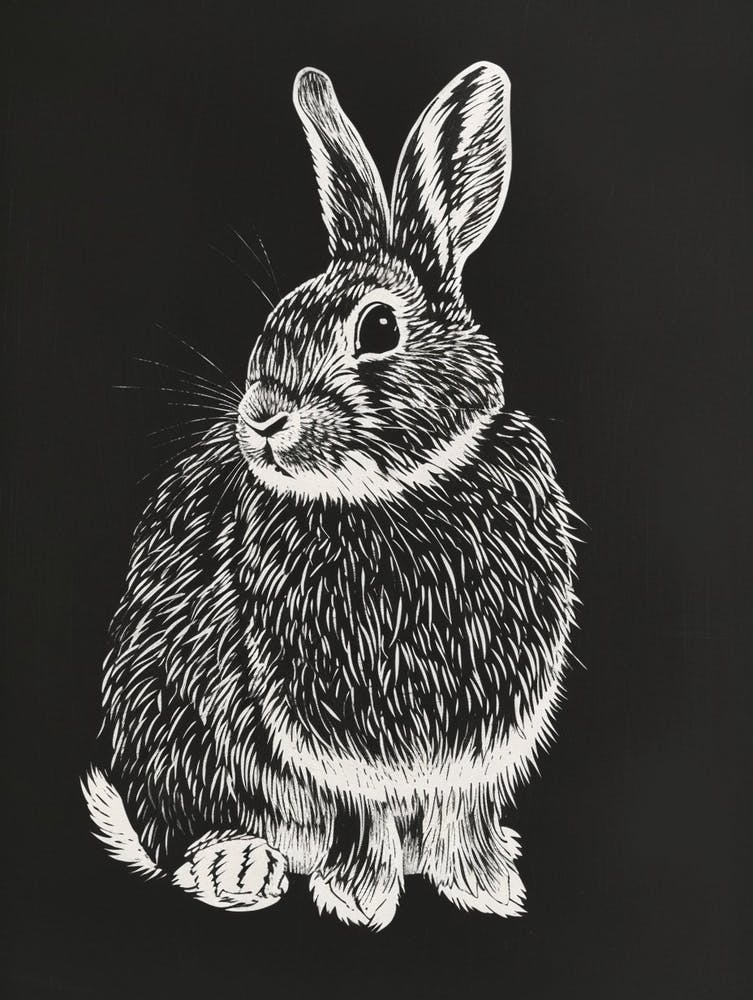 French Lop Blockprint Rabbit Illustration 8