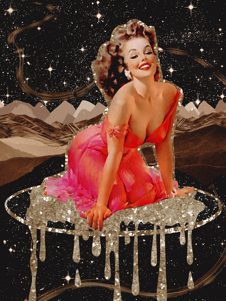 Collage Magic Carpet Pinup Girl