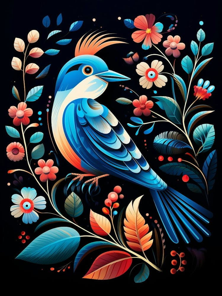Folk Bird Illustration Blue Jay 4