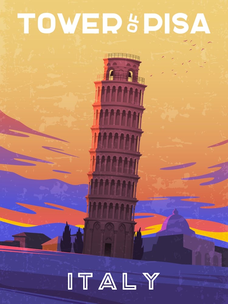 Pisa, Italy — Retro travel minimalist poster