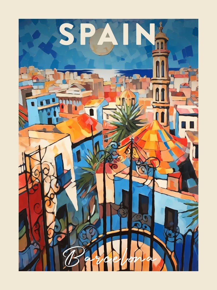 Barcelona Spain 2 Fauvist Painting  Travel Poster