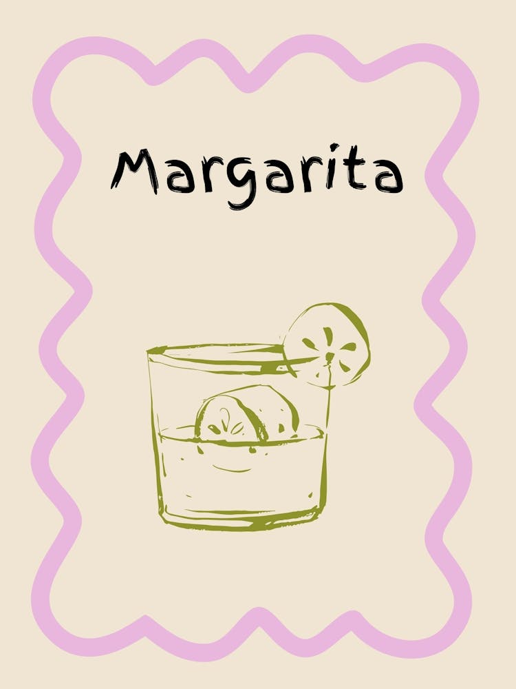 Margarita Doodle Poster Lilac & Green