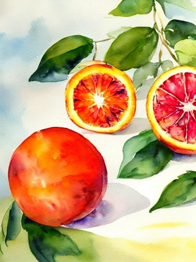 Blutorange Italienische Aquarellfrucht