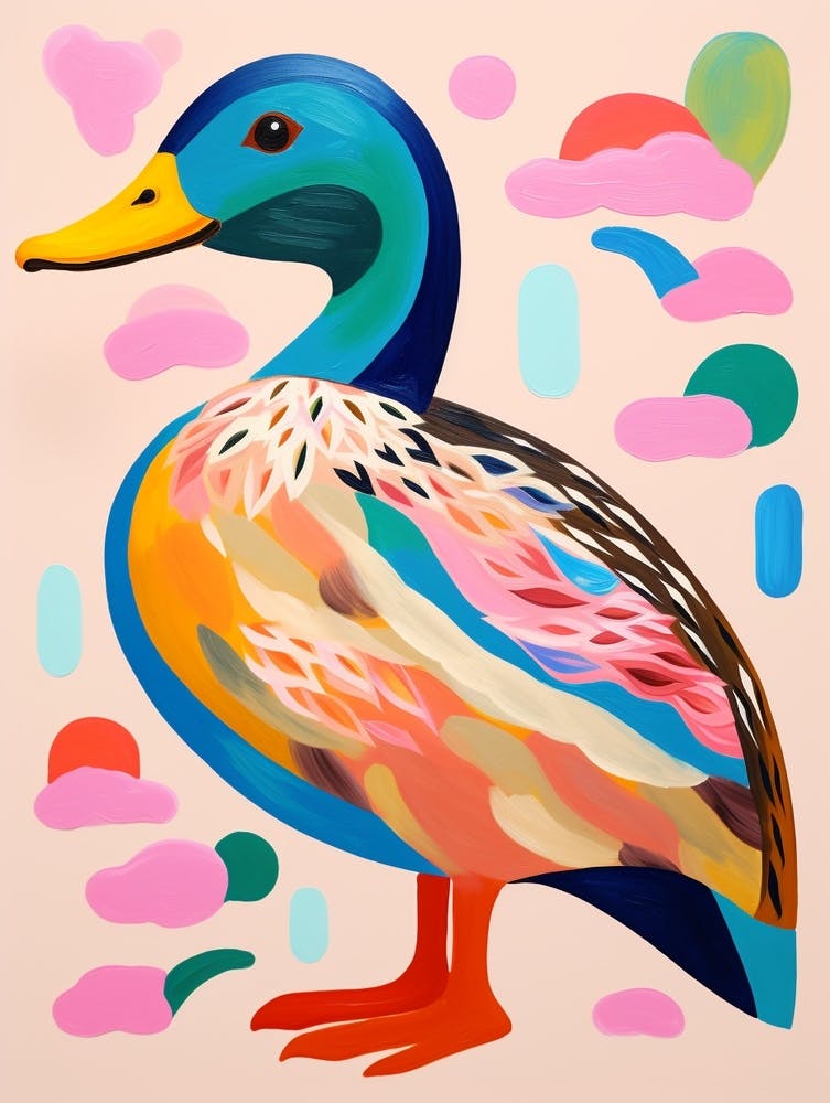 Pink Scandi Mallard Duck 3