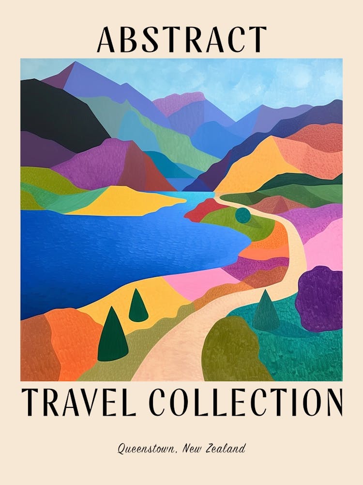 Abstract Travel Collection Poster Queenstown New Zealand 3