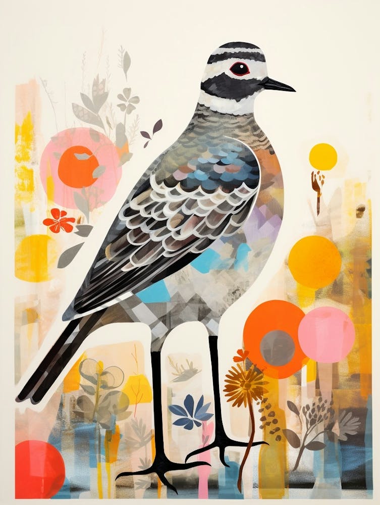 Bird Painting Collage Grey Plover 3