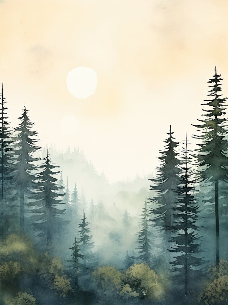 Watercolour Of Gifford Pinchot National Forest   Washington Usa 0