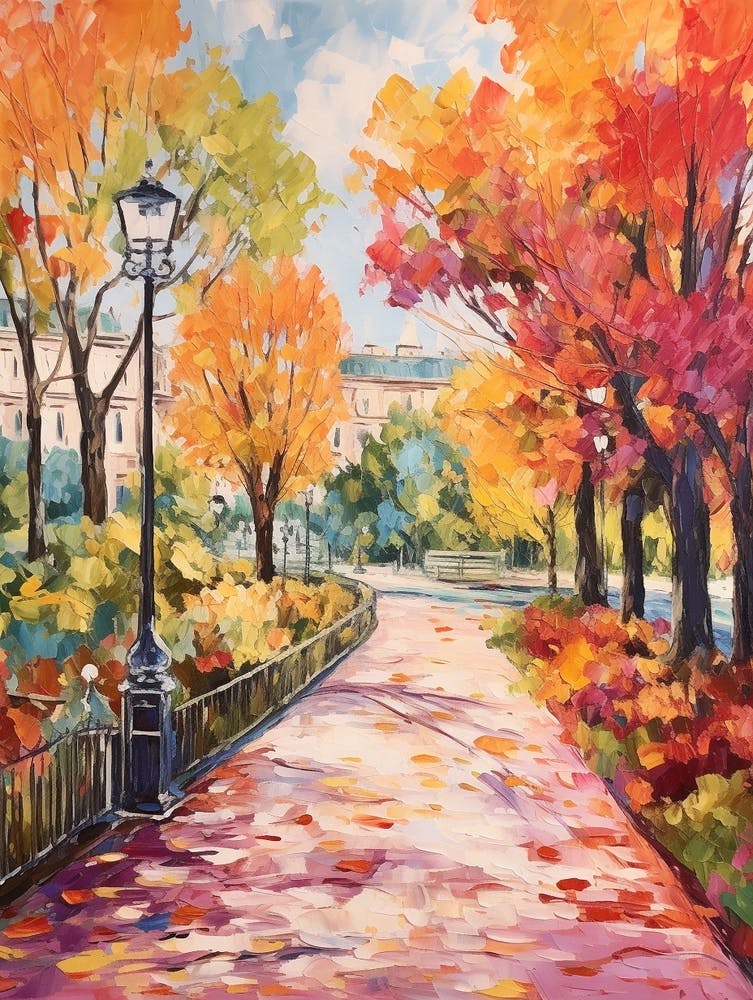 Autumn City Park Painting Maria Luisa Park Seville Spain