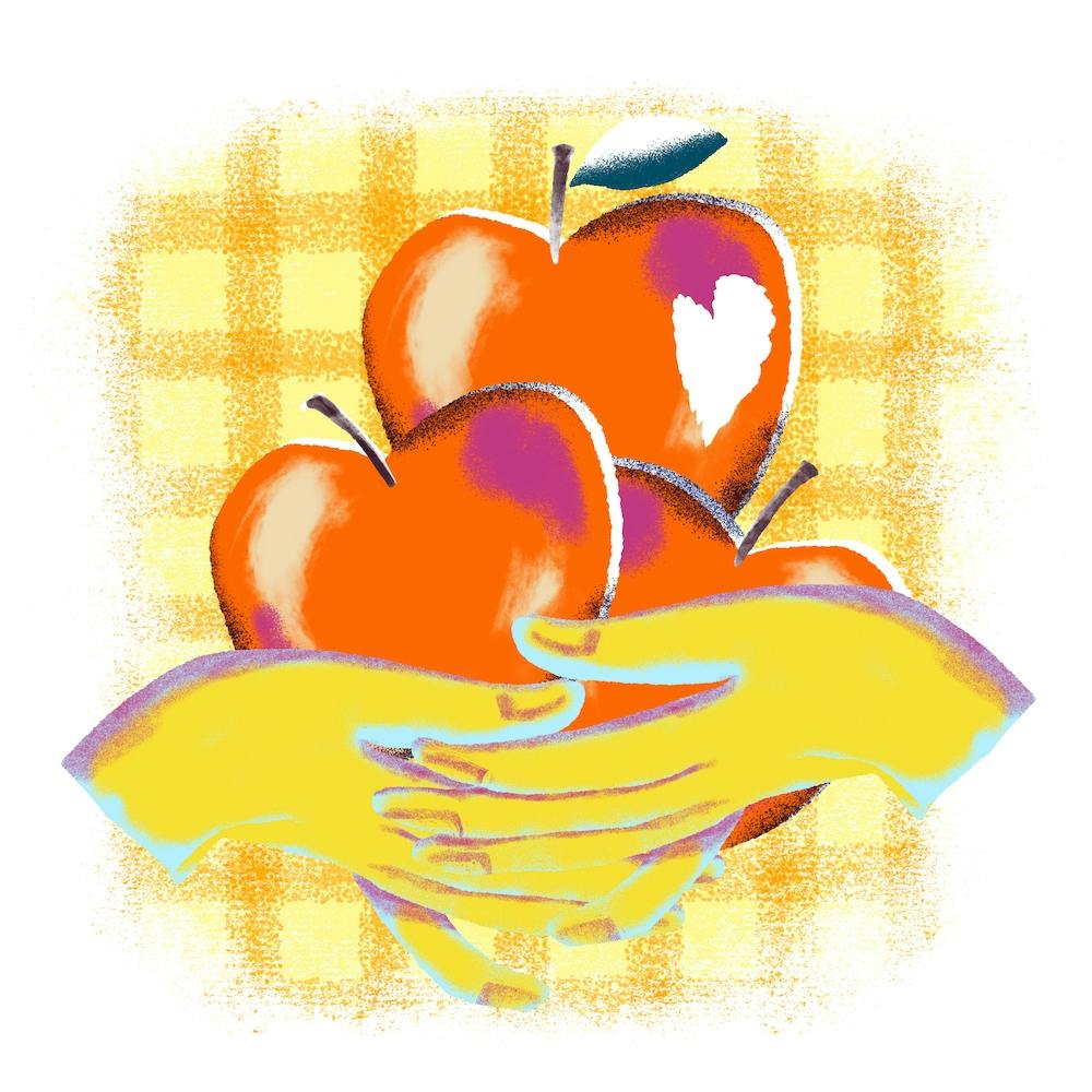 Fresh Red Apples Held By Hands Square