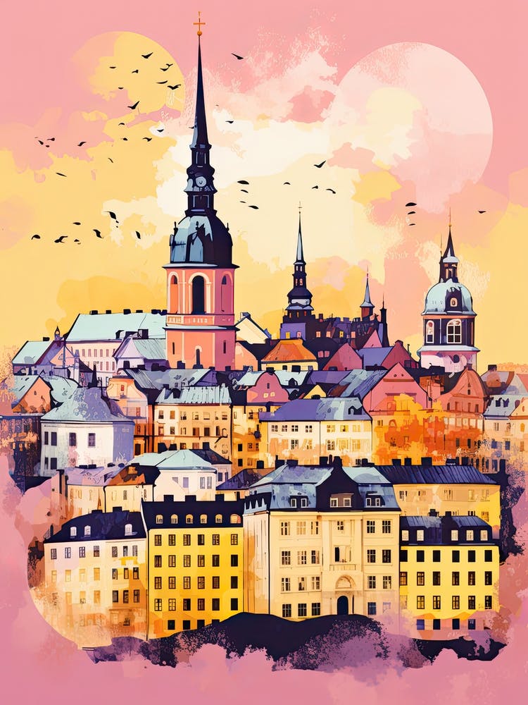 Stockholm In Risograph Style 2