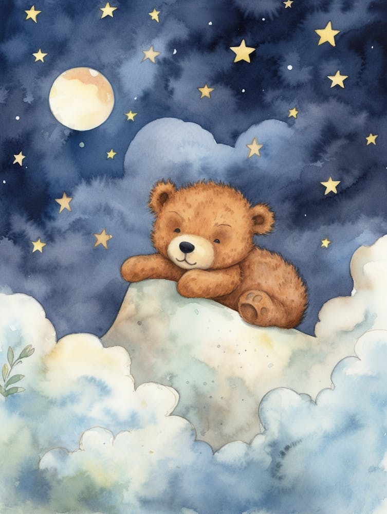 Baby Bear Cub 1 Sleeping In The Clouds