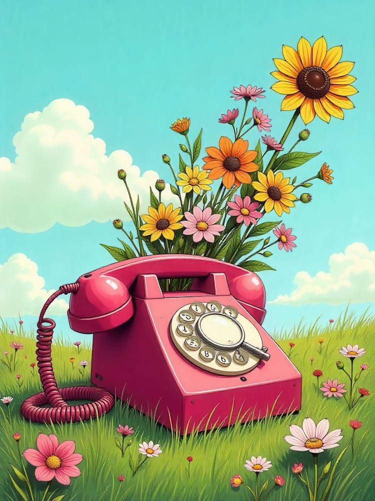 Flowers In A Telephone