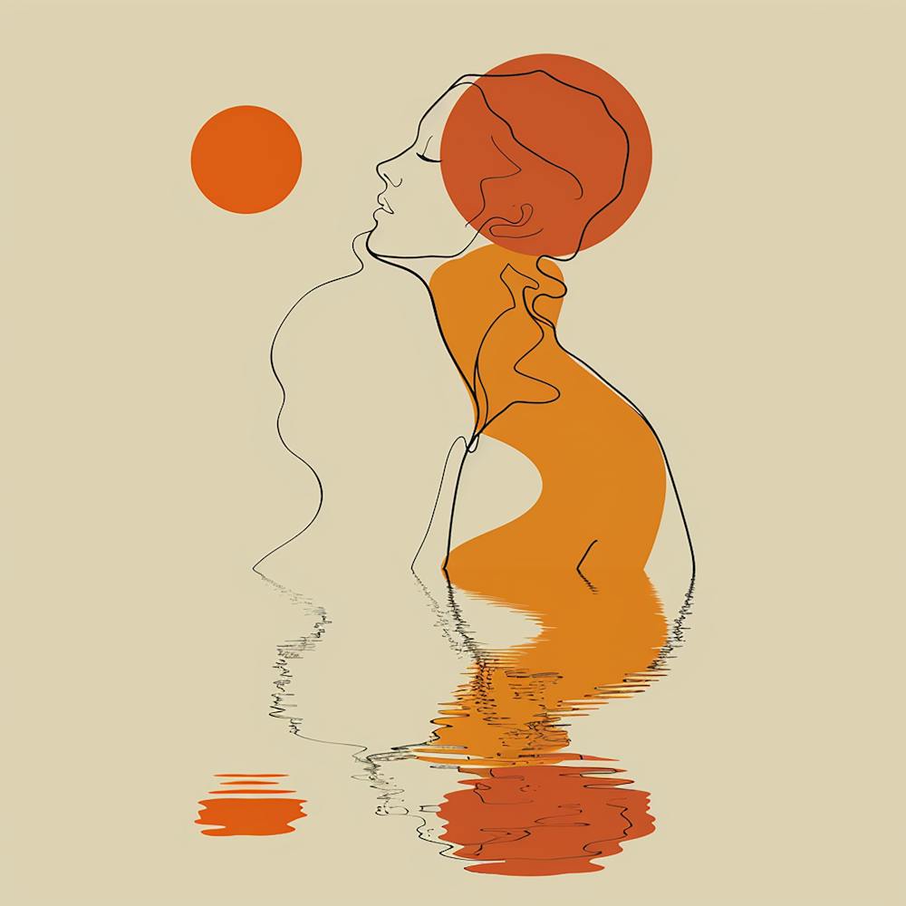 Woman In The Water - Minimal Line art, reflection art, city wall art, colorful wall art, home decor, minimal art, modern wall art, wall art, wall decoration, wall print colourful wall art, decor wall art, digital art, digital art download, interior wall a