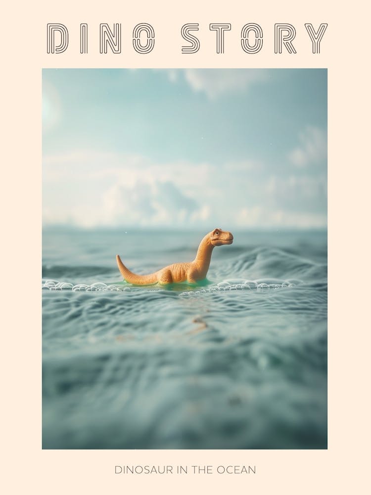Toy Dinosaur Swimming In The Ocean Poster