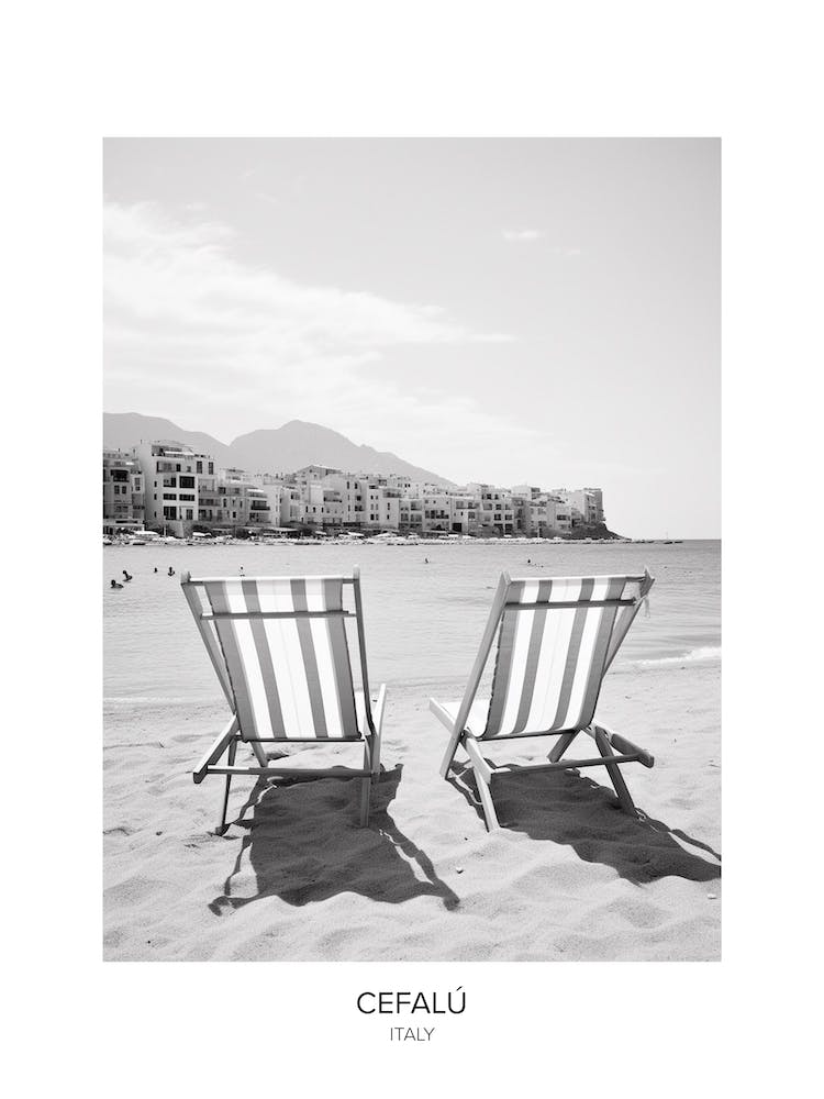 Poster Of Cefalu, Italy, Black And White Photo 4
