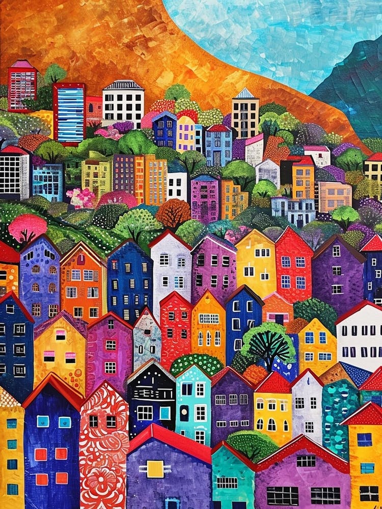 Kitsch Colourful Capetown Cityscape 3