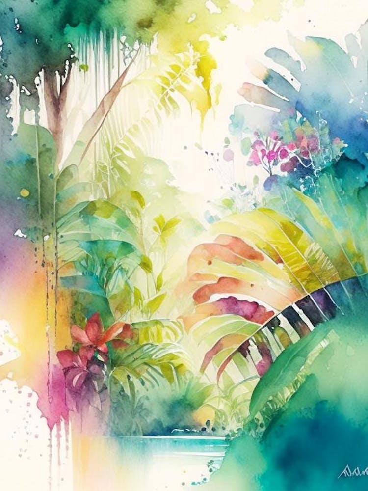 Nosara Costa Rica Aquarelle Pastel Destination Tropicale