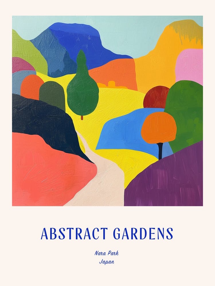 Colourful Gardens Nara Park Japan 1 Blue Poster
