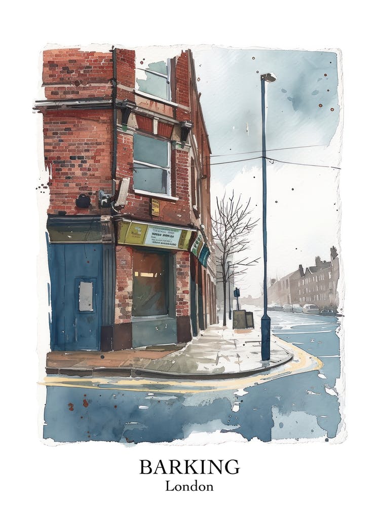 Barking London Borough   Street Watercolour 4 Poster