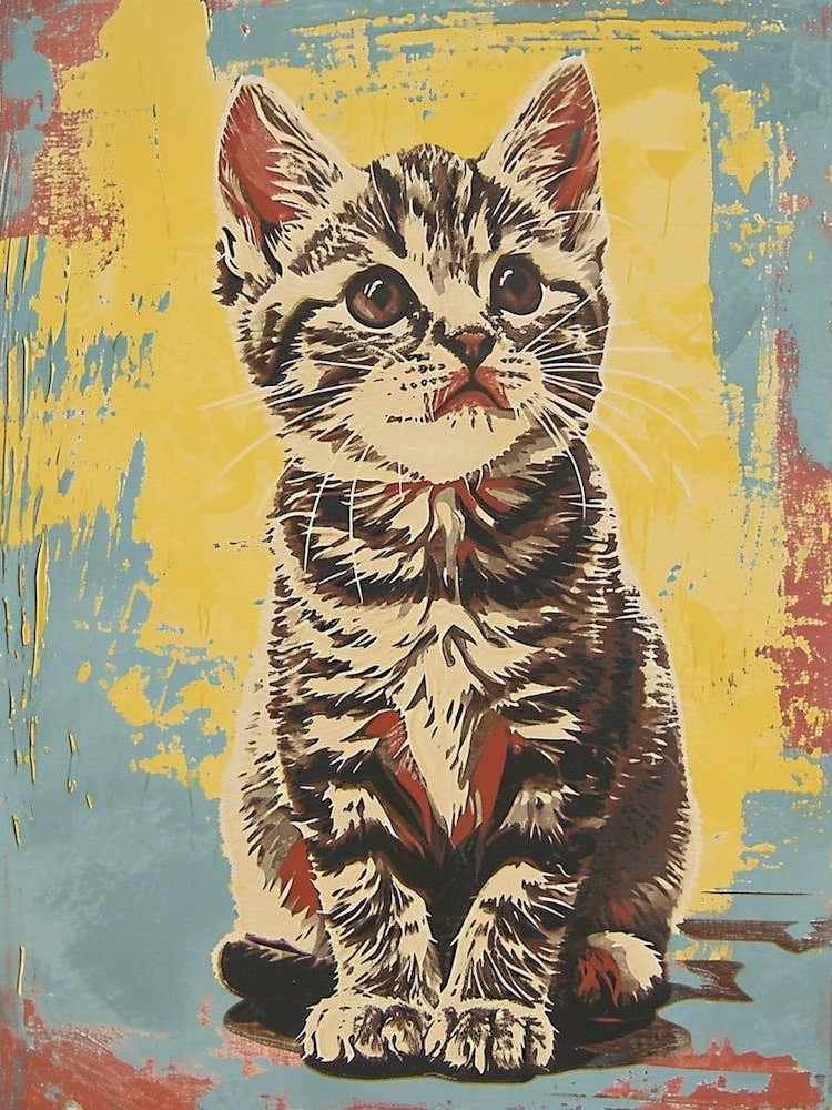American Shorthair Cat Illustration en relief 3