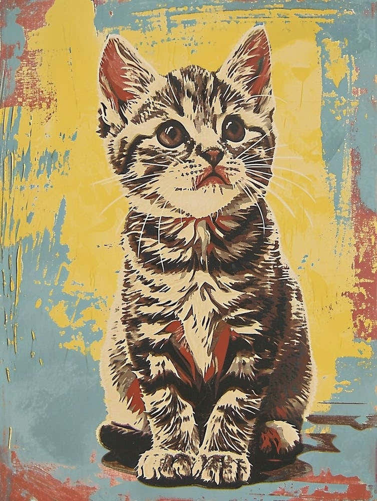 American Shorthair Cat Relief Illustration 3