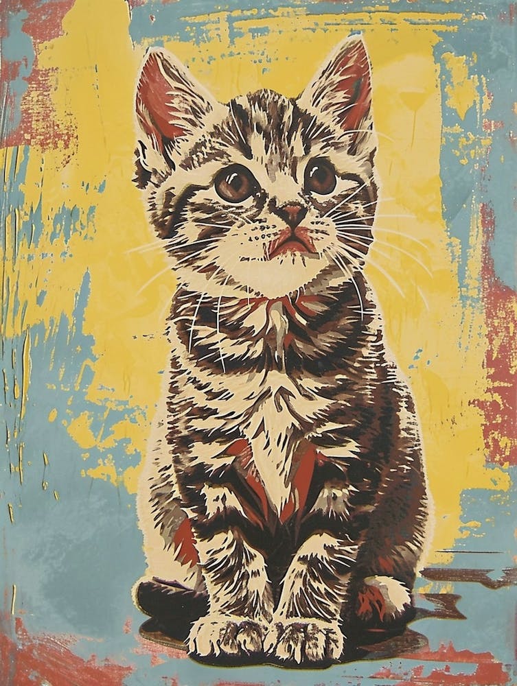 American Shorthair Cat Relief Illustration 3
