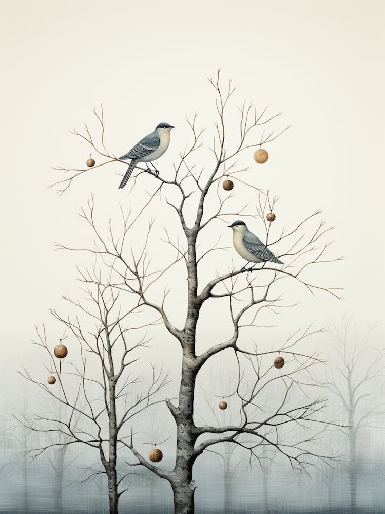 Birds Perching In A Tree Winter 6