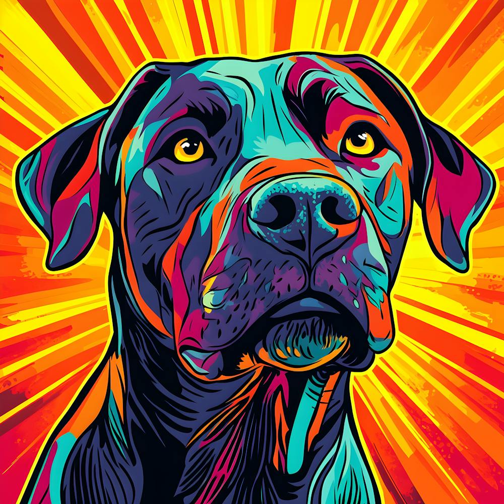 Colorful Dog Vibrant Pop Art Pet Portrait Rottweiler Wall Decor Modern Abstract Animal Painting Bright Canine Poster