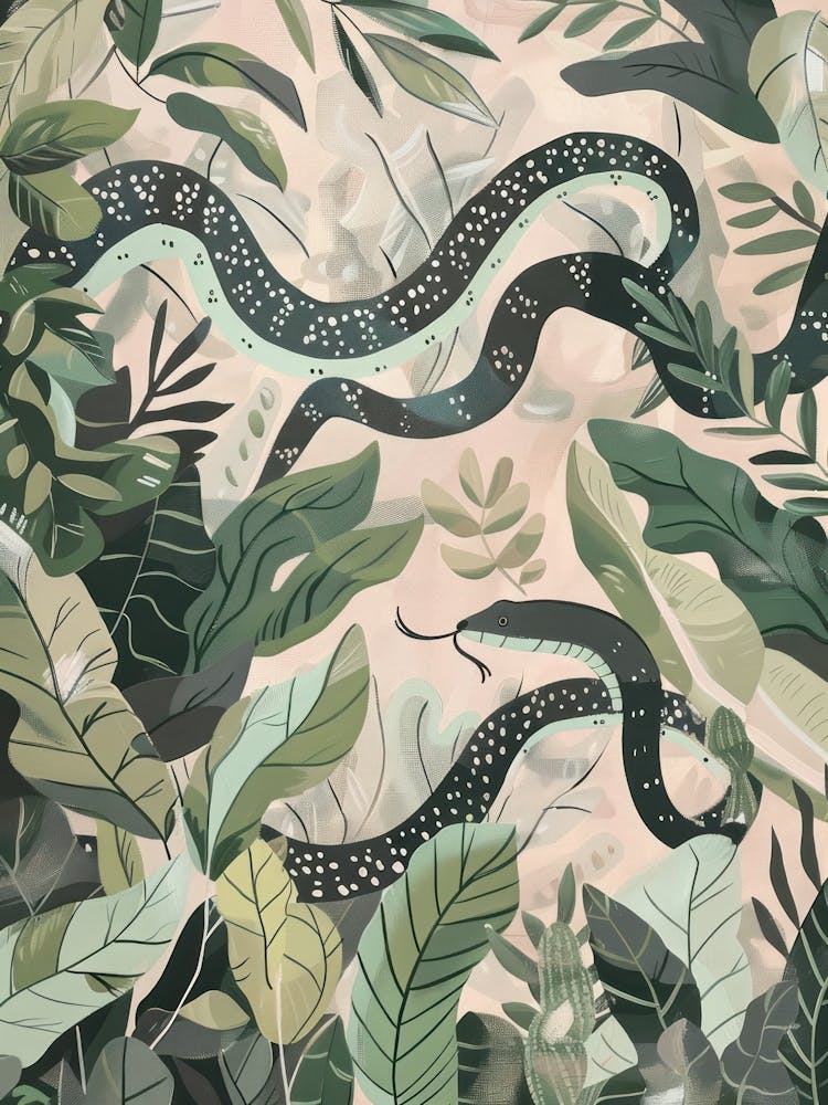 Snakes Pastels Jungle Illustration 3
