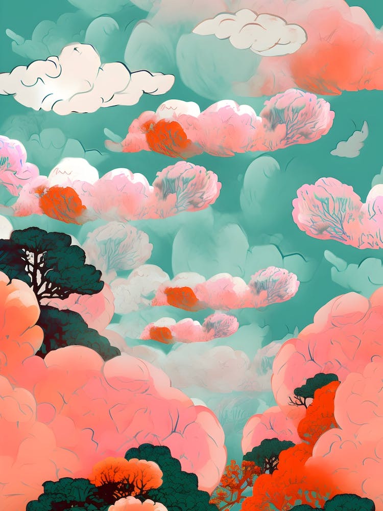 Red Clouds Sky Pattern