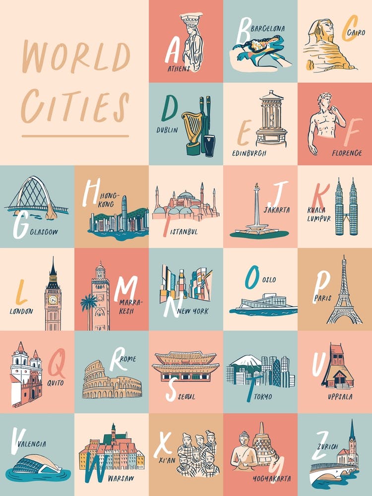 World Cities Colorful blocks