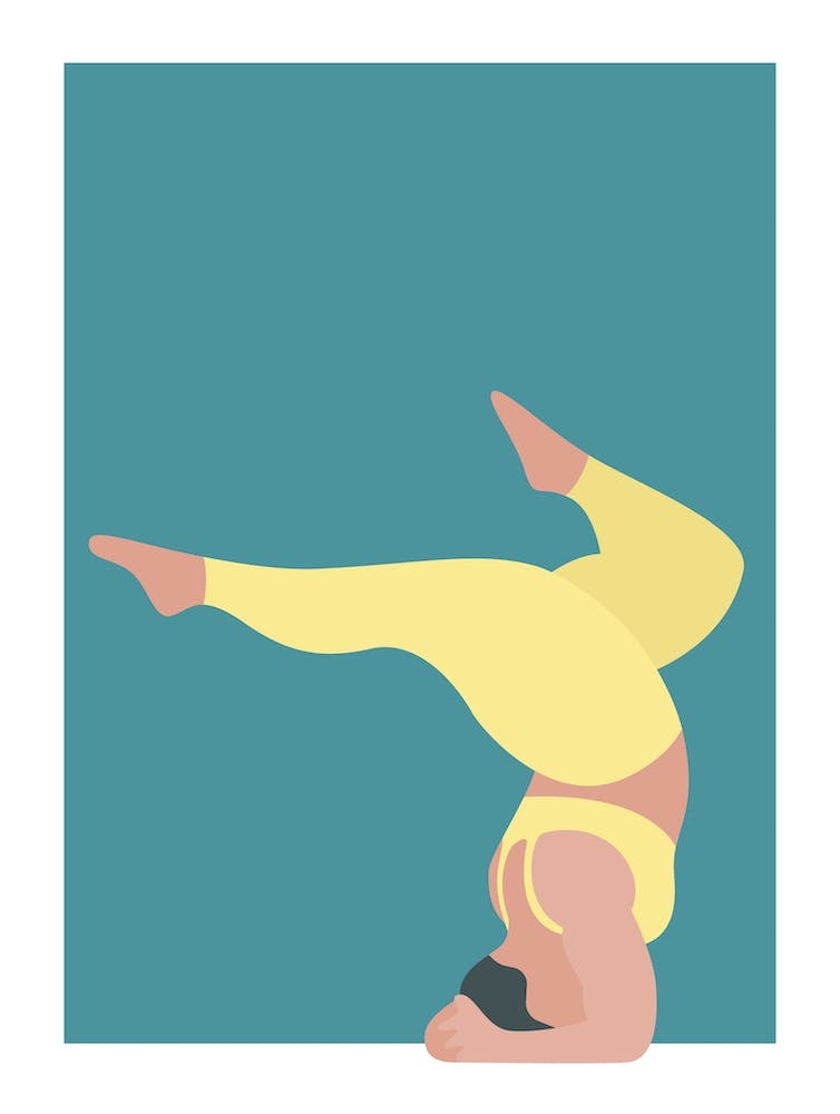 Large woman yoga pose in green