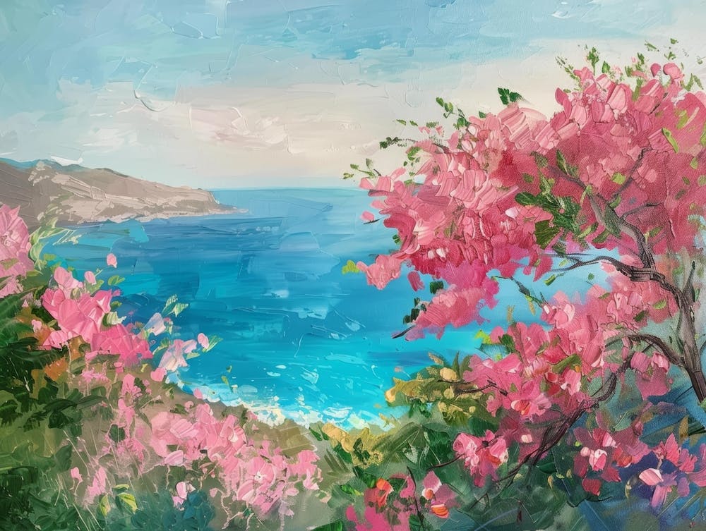 Pink Blossoms By The Sea 1