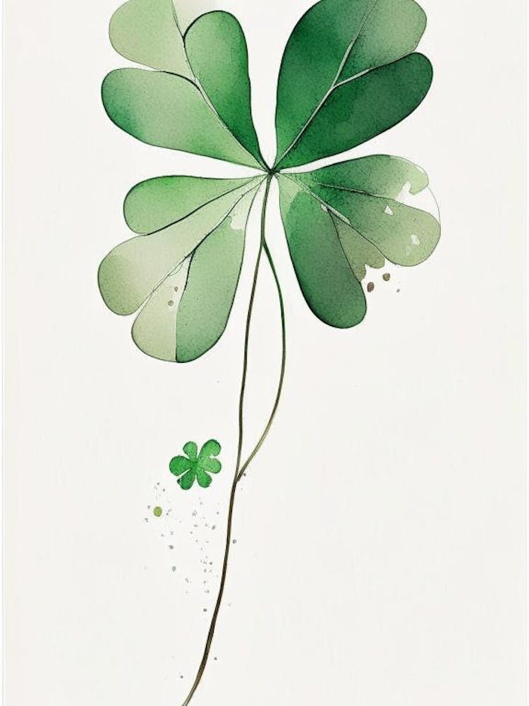 White Clover Leaf Minimalist Watercolour 2