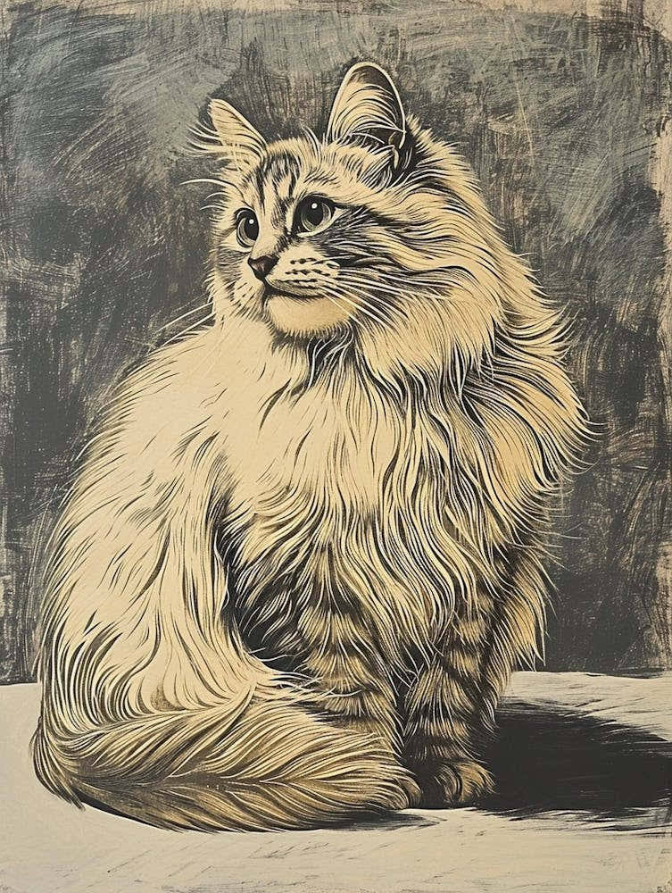 Himalayan Cat Relief Illustration 3
