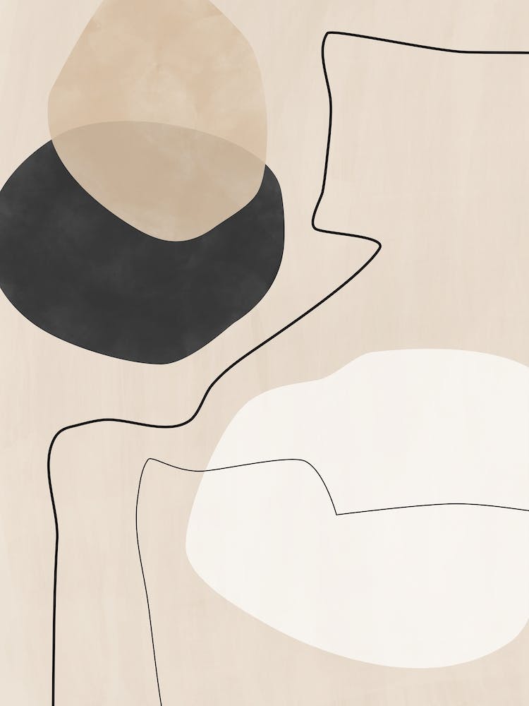 Beige Organic Shapes & Lines Poster