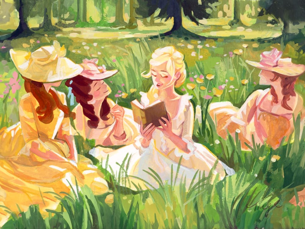 Gouache Illustration Reading Time 1